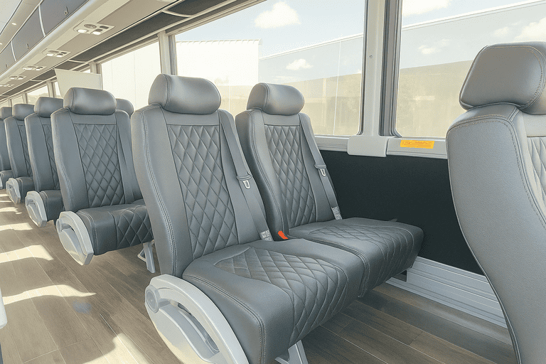 interior of Huntersville Coach Bus Service charter bus