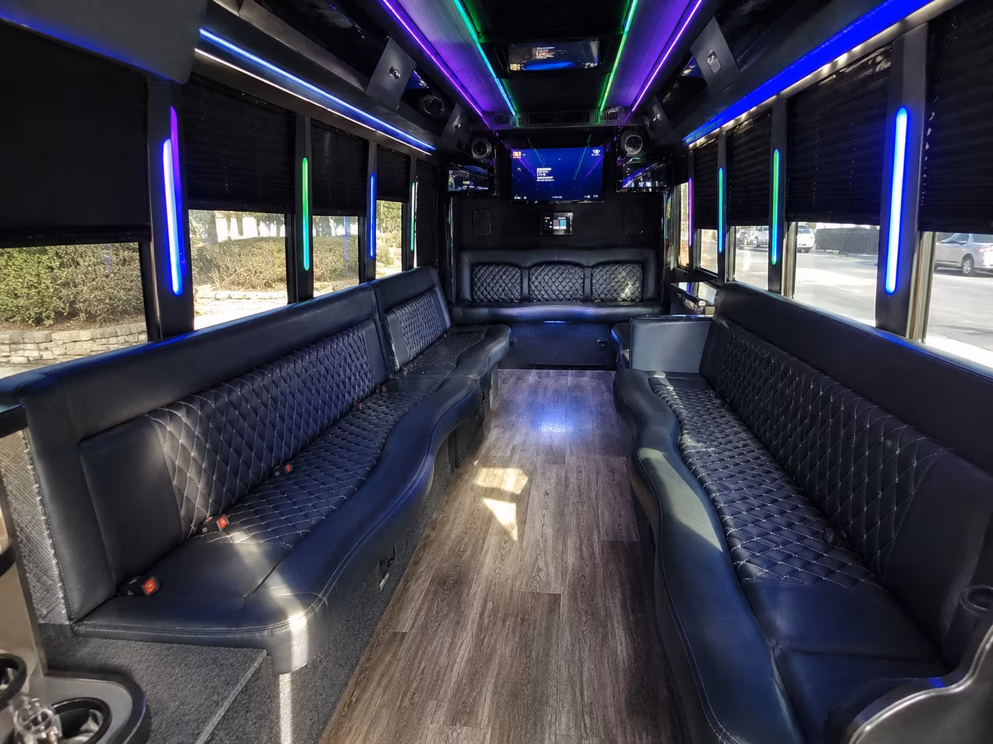 huntersville 15 passenger party bus interior