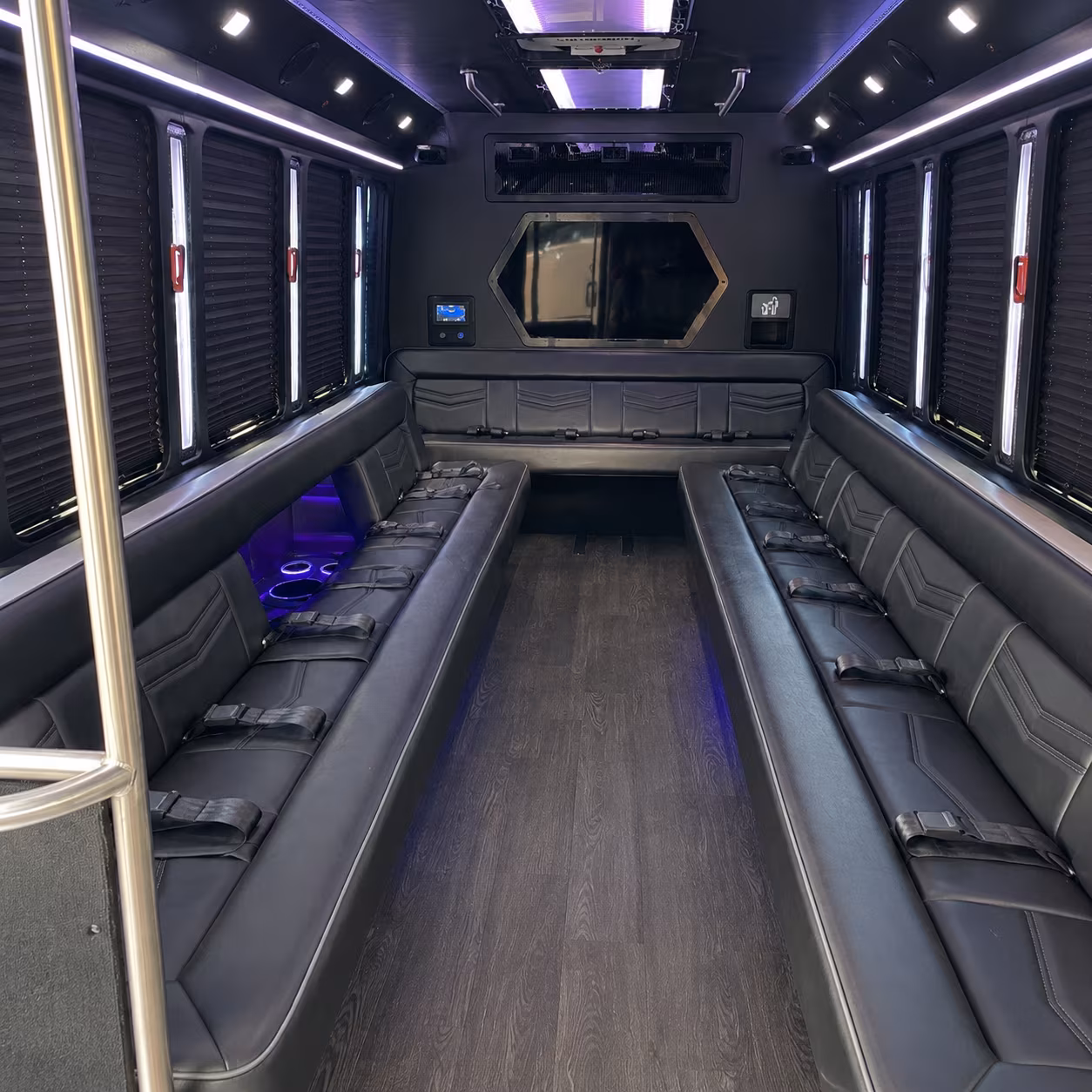 huntersville 18 passenger party bus interior