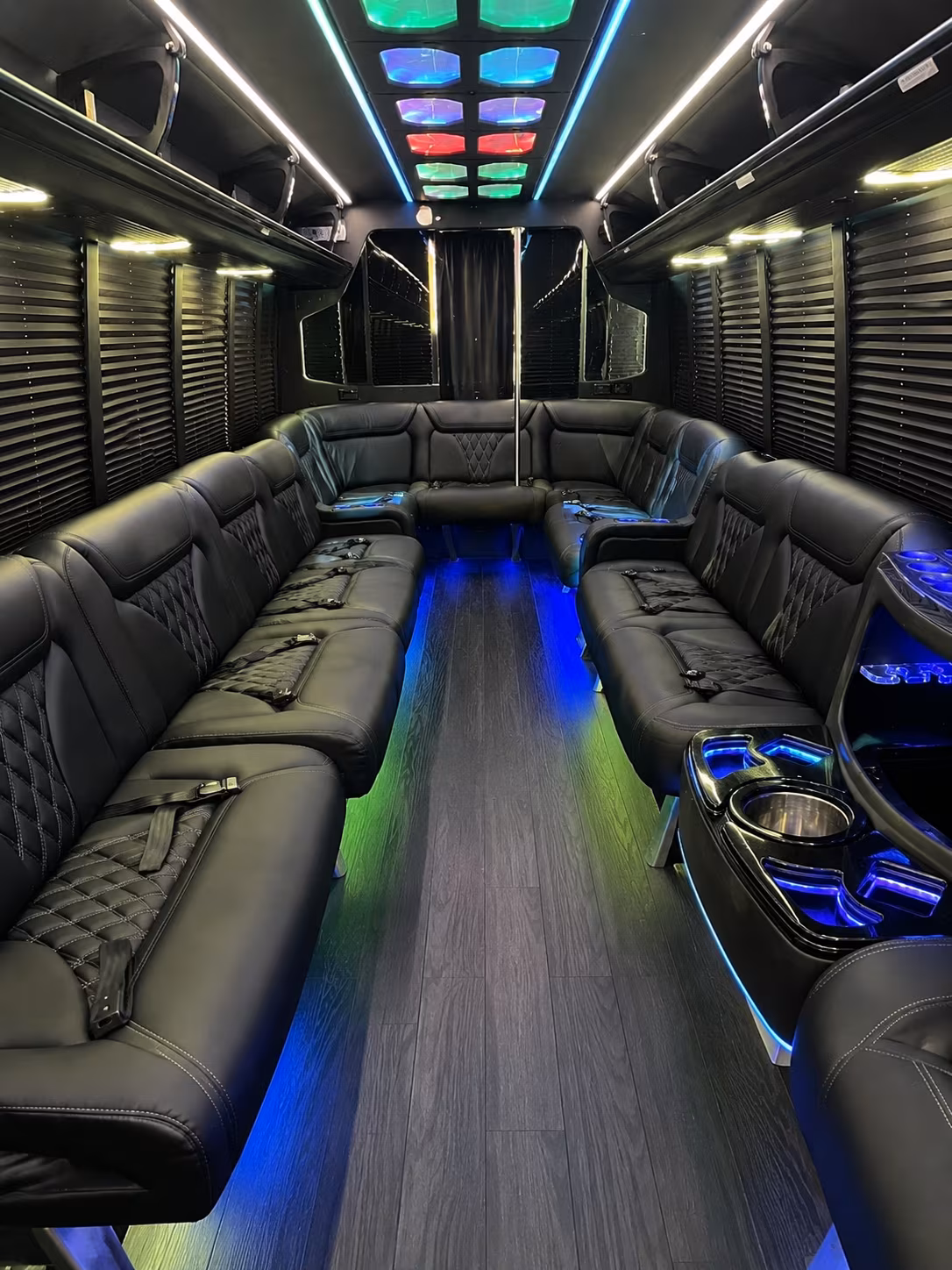 huntersville 20 passenger party bus interior