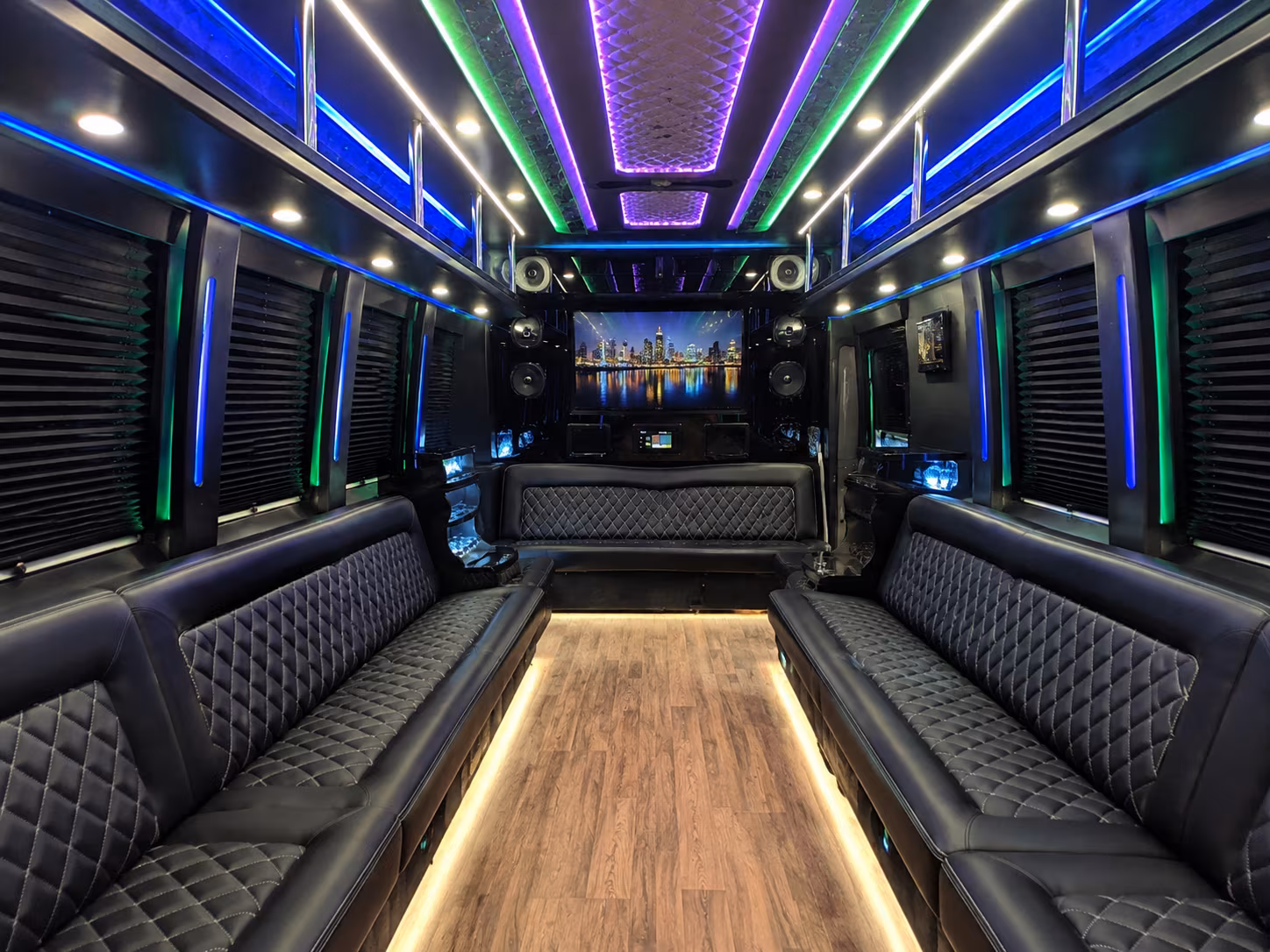 huntersville 25 passenger party bus interior