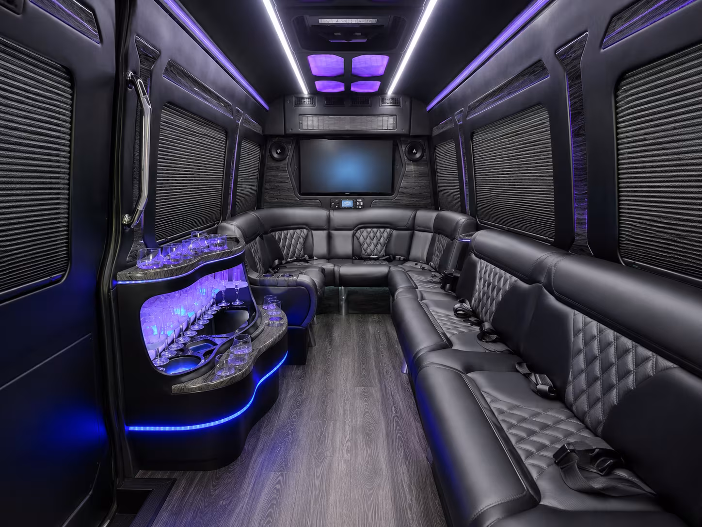 huntersville 30 passenger party bus inside