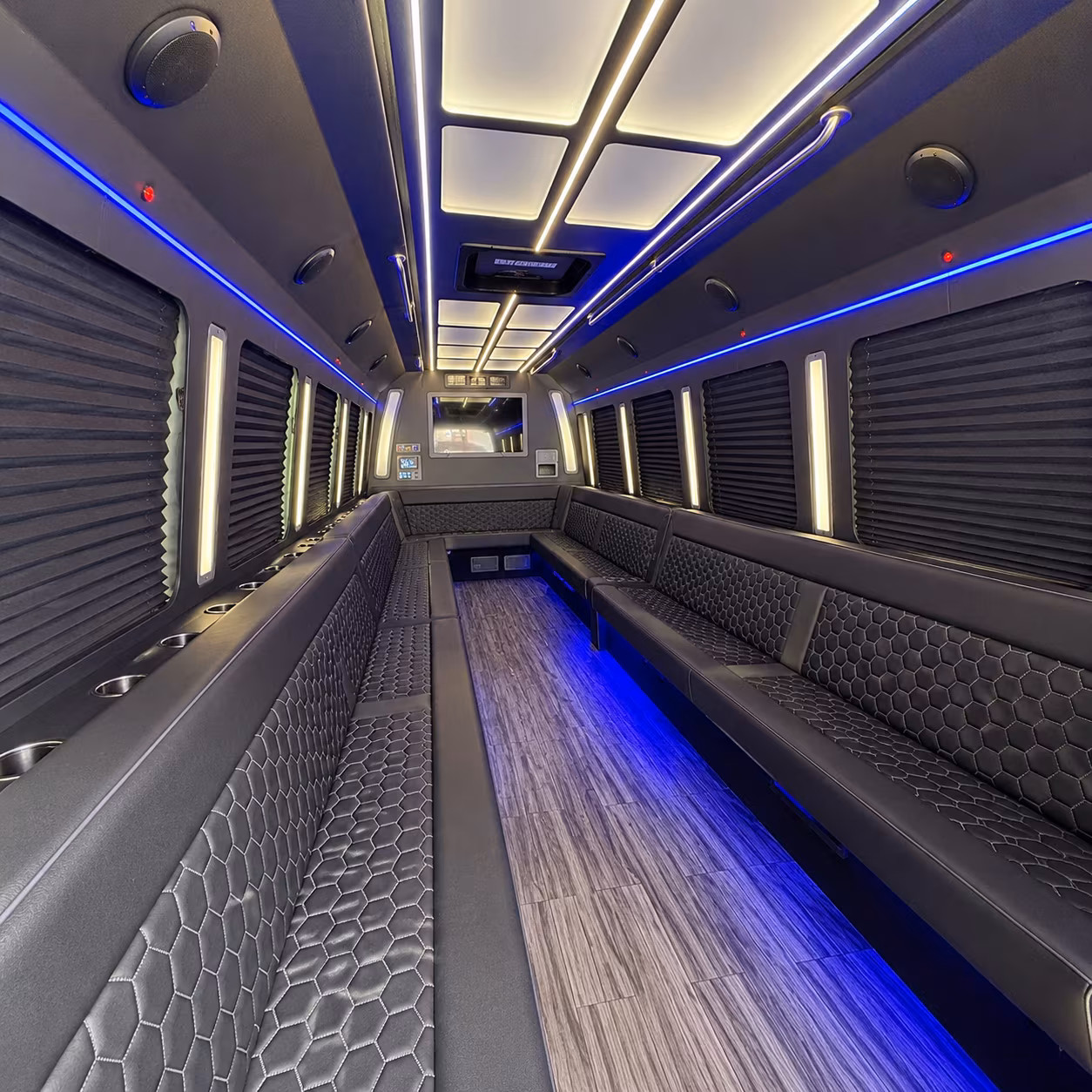huntersville 30 passenger party bus interior