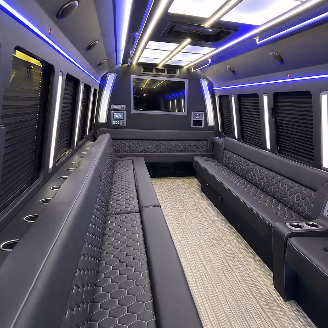 huntersville 40 passenger party bus inside